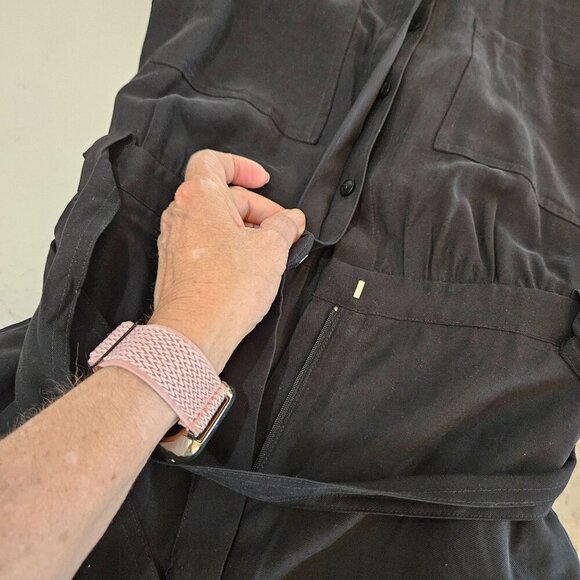 NEW NWT Nine West Black Belted Utility Jumpsuit Long Sleeve Medium Pockets - Picture 8 of 14